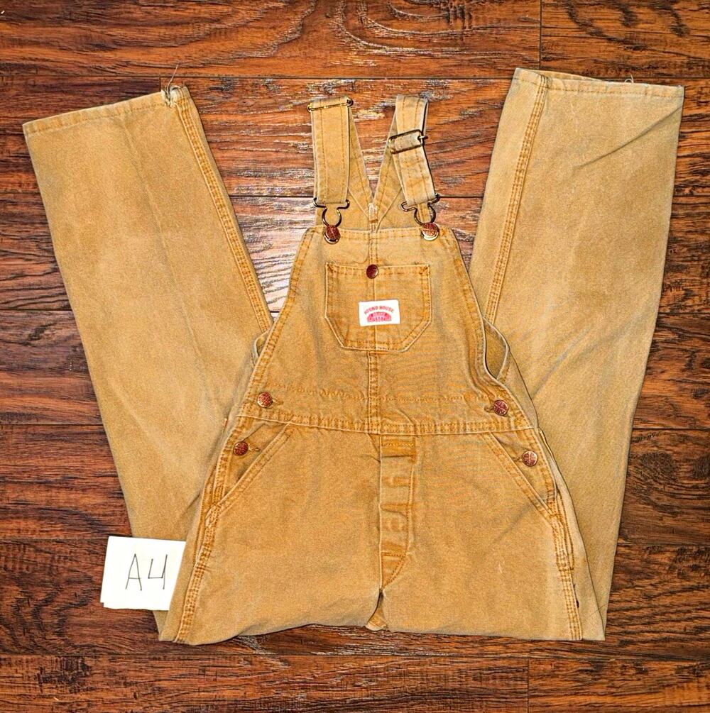 Round House Kids Brown Duck Canvas Bib Overalls Made in USA Youth Size 12